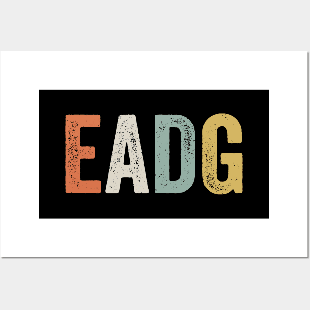 Bass Player Gift - Distressed Retro Vintage EADG 4-String Wall Art by Elsie Bee Designs